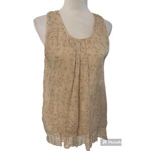 Tendeze Italy Silk Sleeveless Cowgirl Country Ditsy Floral Ruffle Trim Blouse M